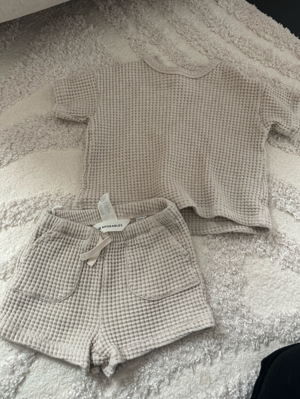 H&M Beige Waffle Knit Kids Matching Set